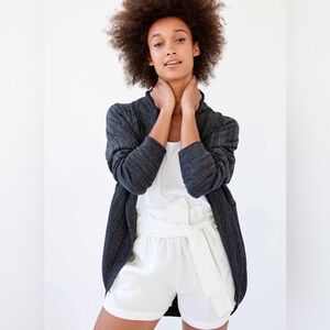 Aritzia Wilfred Diderot Sweater Cocoon Open Cardigan Space Dye Heather Black‎ S